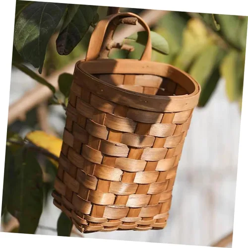 Vista 5 de Cesta grande tejida para colgar en la pared para almacenamiento decorativo de flores y verduras, decoración para cocina, jardín y picnics