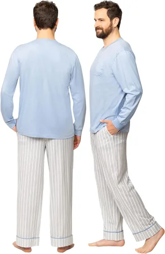 Vista 2 de PajamaGram Conjuntos de pijamas para hombre - Pijamas a cuadros para hombre, 100% algodón