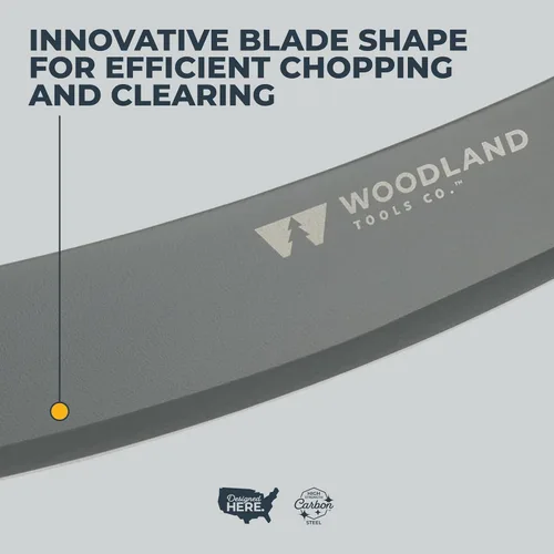 Vista 5 de Woodland Tools Machete resistente – Hoja curvada Parang de 16 pulgadas con espiga completa, mango ergonómico y funda de nailon balístico – Cortador