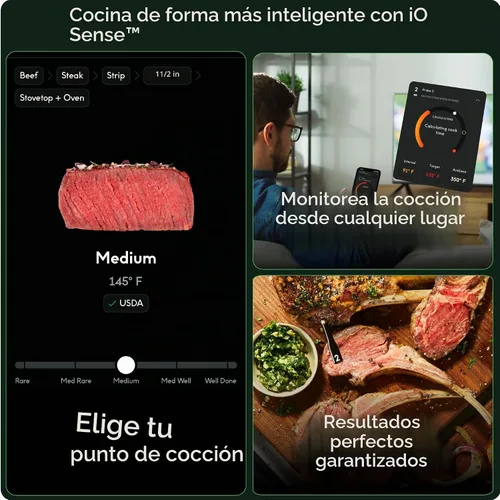 Vista 2 de CHEF iQ Sense - Termómetro inalámbrico inteligente para carne con 2 sondas ultrafinas, termómetro Bluetooth para carne de rango ilimitado