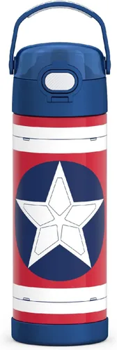 Vista 8 de THERMOS FUNTAINER Botella aislada al vacío de acero inoxidable de 16 onzas con tapa ancha de canalón, MINECRAFT