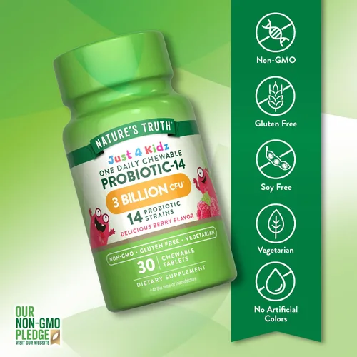 Vista 3 de Nature's Truth Probióticos para niños 30 tabletas masticables 3 mil