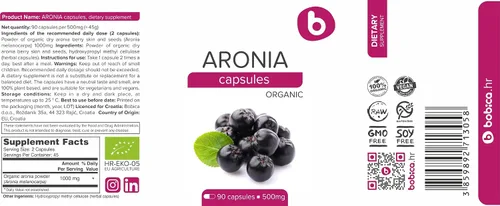 Vista 8 de Cápsulas orgánicas de bayas de Aronia – Suplemento de chokeberry negro con antocianinas y polifenoles naturales – Apoya el sistema inmunológico