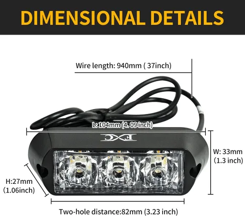 Vista 6 de Purishion - 3 Luces estroboscópicas LED de emergencia, impermeables, color ámbar, 12 diferentes intermitentes para automóvil, SUV, camioneta