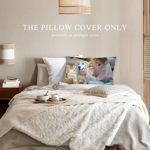 Vista 4 de Personalized Custom Photo Pillow Cover 12x20 Rectangular Cushion Case Customize with Your Photo, Text and Logo; Soft Durable Fabric, Personalized