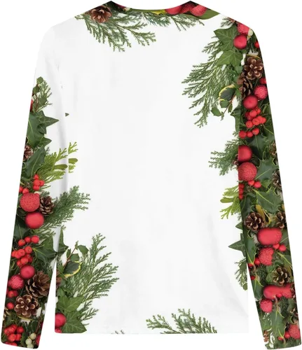 Vista 5 de Christmas Sweatshirt for Women Oversized Loose Fit Blouse Aesthetic Long Sleeve Sparkly Pullover Blouse Trendy Tops