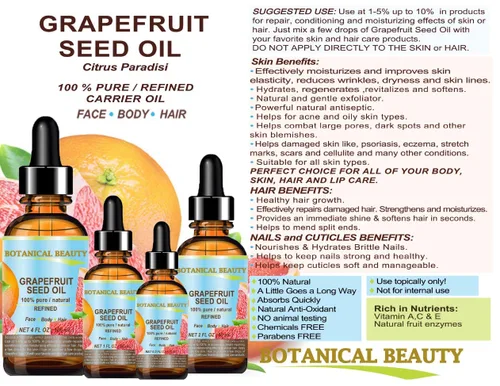 Vista 5 de Botanical Beauty Aceite de semilla de pomelo. Aceite portador 100% puro y natural sin diluir refinado prensado en frío (no aceite esencial) 4 fl oz