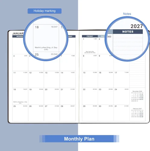 Vista 3 de Agenda semanal y planificador 2026 - Planificador diario por hora 2026 con intervalo de 15 minutos, enero 2026 - diciembre 2026, 21.6 x 27.9 cm