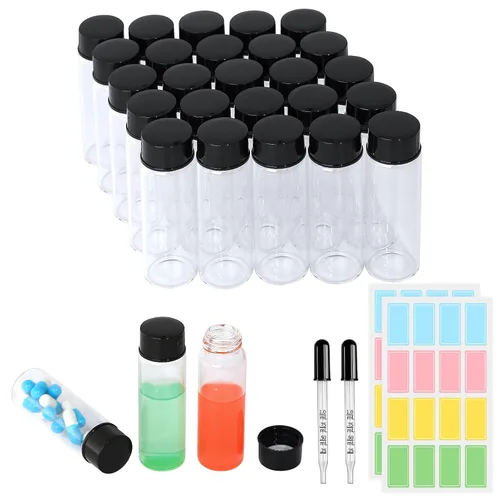 Vista 10 de Paquete de 20 Frascos de Vidrio Transparente de 0.135 fl oz con Tapas de Rosca, Frascos Pequeños para Líquidos para Aceite Esencial