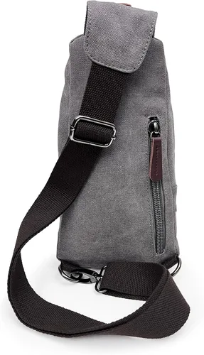 Vista 2 de CONVIDENT Bolso bandolera unisex de lona Pequeña bolsa cruzada mochila de hombro casual Daypack para hombres y mujeres