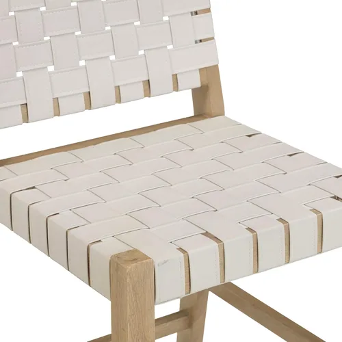 Vista 14 de Nathan James Cohen Mid-Century Modern - Taburete de bar de madera de 29 pulgadas, taburete tapizado de piel sintética con marco de madera maciza