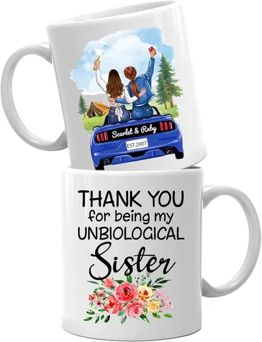 Vista 10 de Taza de café con texto en inglés "Best Friends Are The Sisters We Choose Ourselves We Choose Ourselves para mujeres, mejores amigas, taza de café
