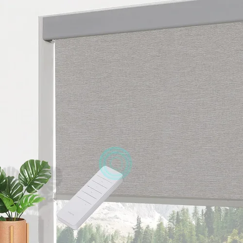 Vista 17 de Tonature Persianas enrollables sin cordones 100 % opacas con patrón de jacquard, protección UV, aislamiento térmico, persianas enrollables