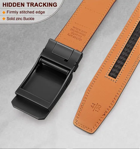 Vista 5 de Cinturón de piel auténtica con trinquete BULLIANT para hombre, tamaño personalizado