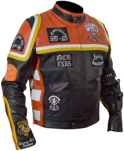 Vista 4 de mens Motorcycle Leather Jacket