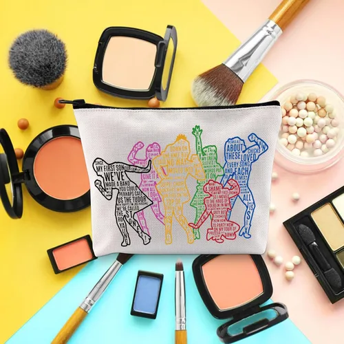 Vista 3 de BLUPARK Seis regalos inspirados en la música - Bolsa de maquillaje Queens para amantes del teatro musical y Broadway, Blanco apagado, Historia