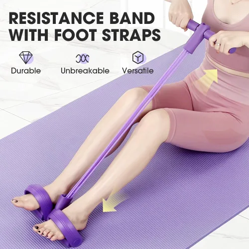 Vista 2 de Banda de resistencia elástica multifuncional para yoga, extractor de pedal de estiramiento mejorado 2026 con asas para entrenamiento de cuerpo