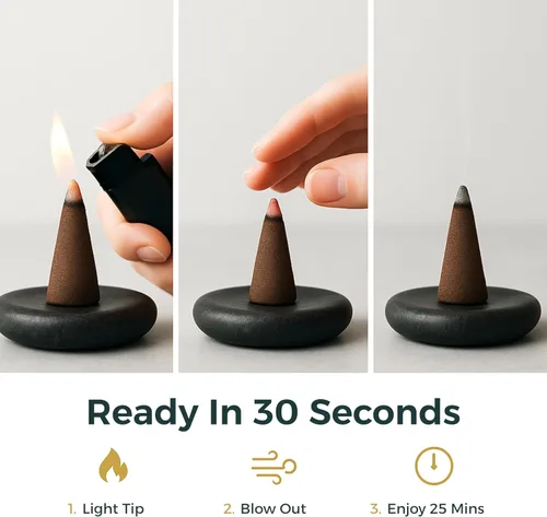 Vista 6 de Conos de incienso Fumino Fresh Paquete de 6 cajas de 90 piezas Masala Agarbatti Joss fragancia para relajación y meditación, aroma de decoración