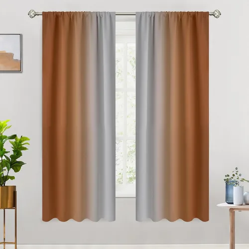 Vista 12 de COSVIYA Cortinas degradadas con dobladillo para cortinero, cortinas de oscurecimiento de habitación de 63 pulgadas de largo, cortinas degradadas