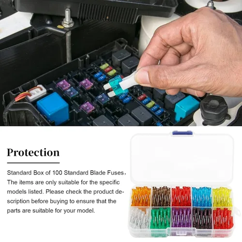 Vista 8 de Kit de 100 fusibles de automóvil – Kit surtido de fusibles de repuesto para automóvil, caravana, camión, motocicleta