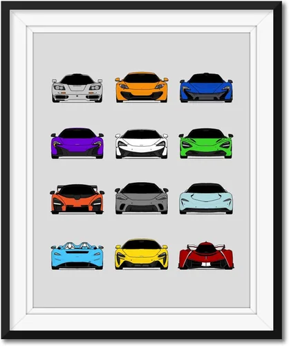 Vista 22 de Custom Car Posters Póster hecho a mano compatible con Mercedes-Benz Impresión de Evolución Arte de Pared Decoración Mejor de las Generaciones