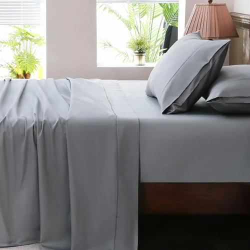 Vista 9 de Sábanas de algodón egipcio tamaño matrimonial de 1000 hilos, tejido satinado, suave, transpirable, bolsillo profundo de 16 pulgadas, 4 piezas