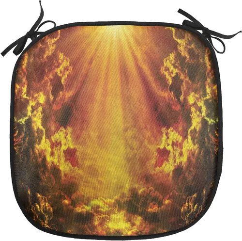 Vista 102 de Lunarable Cojín de asiento para silla de café, siluetas de taza de café expreso con frijoles fuente de cafeína, ilustración de bebidas gourmet
