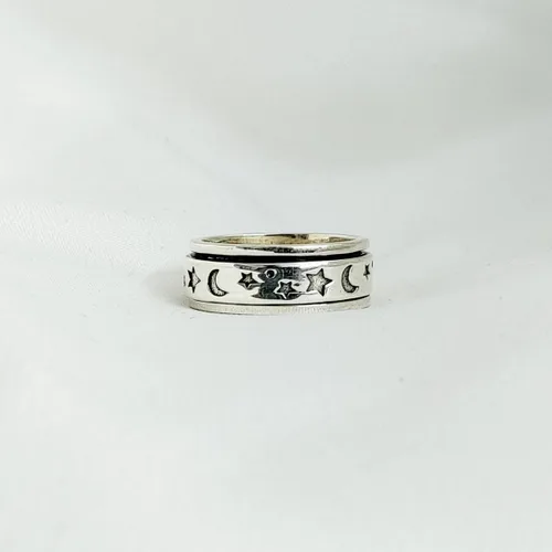 Vista 75 de Boho Spinner Ring, Mothers Day Gift, Silver 925 Women Ring, Sterling Silver 925 Ring, Fidget Spinner Ring,Women Silver Anxiety Ring