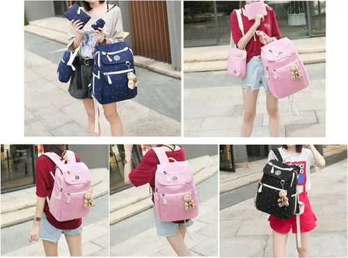 Vista 3 de Juego de 3 mochilas para niñas para escuela primaria, bolsas escolares informales, mochilas para libros