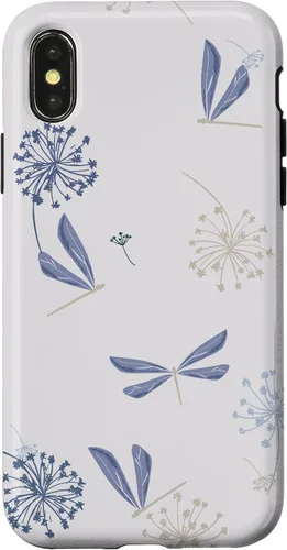 Vista 5 de Bonita funda para iPhone 17 con diseño de libélula de diente de león azul lavanda beige