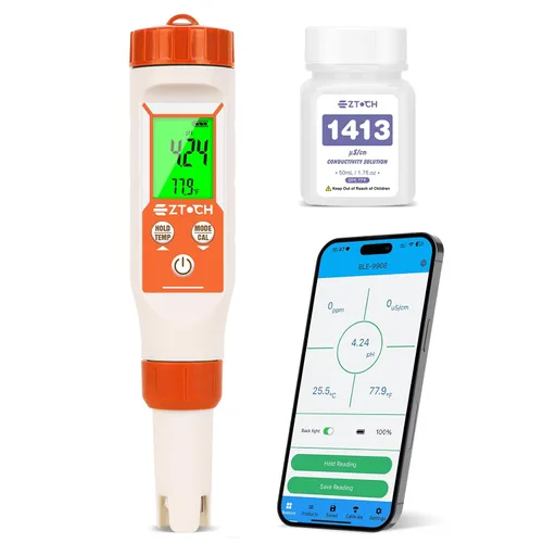 Vista 7 de Piscina pH sal y cloro probador 8 en 1 pH digital Salinidad TDS EC cloro ORP H2 para piscina de agua salada, bañera de hidromasaje, hidropónico