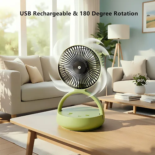 Vista 3 de OGZ Ventilador portátil inalámbrico para viajes con temporizador remoto, ventilador de escritorio pequeño de 7 pulgadas con luz nocturna LED