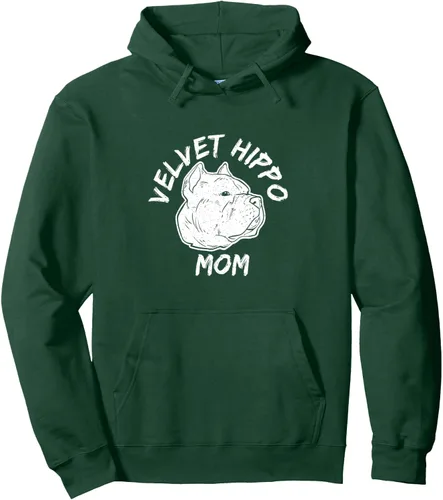 Vista 6 de American Bully Design para dueño de perro - Sudadera con capucha de terciopelo hipopótamo mamá, Negro