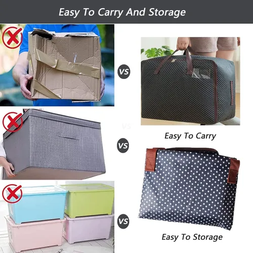 Vista 5 de WITERY Bolsa de almacenamiento de edredón impermeable de 105 L, bolsas de embalaje resistentes debajo de la cama, bolsa de almacenamiento