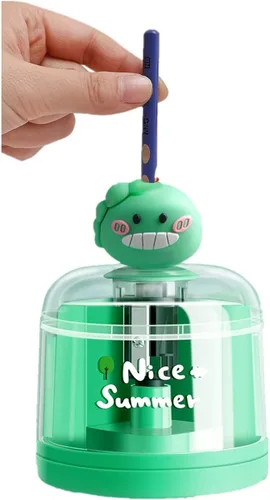 Vista 7 de Kawaii - Sacapuntas eléctrico Kawaii Adorable para alumnos, estudiantes, escuela primaria, aula manual (azul)