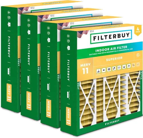 Vista 26 de Filterbuy Filtro de aire MERV 11 de 10 x 17 x 2 pulgadas Defensa Superior contra Mascotas y Alergias (paquete de 4), filtros exteriores plisados