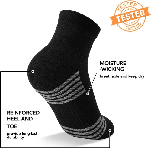 Vista 4 de 5 pares de calcetines de compresión de cobre para mujeres y hombres, calcetines de tobillo para fascitis plantar con soporte de arco para atletismo