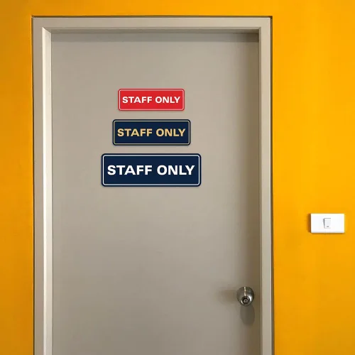 Vista 5 de All Quality Letrero estándar para pared o puerta Fácil instalación Señales de trabajo de oficina Seguridad mejorada – Negro – Pequeño