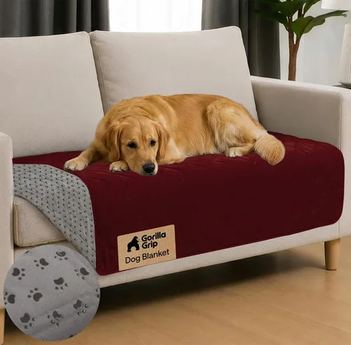 Vista 32 de GORILLA GRIP® Manta impermeable para perro, funda de sofá a prueba de fugas para perros, parte trasera de agarre de silicona, protege el sofá