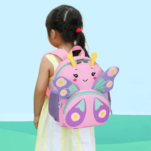 Vista 5 de CAMTOP Bonita mochila para niños pequeños, bolsa escolar pequeña de animales de dibujos animados 3D, para niñas y niños, guardería de viaje, rosado