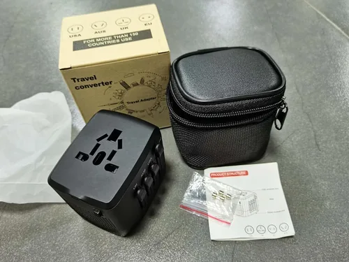 Vista 7 de Adaptador de viaje internacional y convertidor de voltaje que baja de 230 V a 120 V Negro