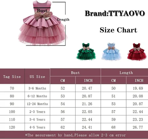Vista 6 de TTYAOVO Vestido de fiesta de princesa de flores para niñas de 1 a 5 años