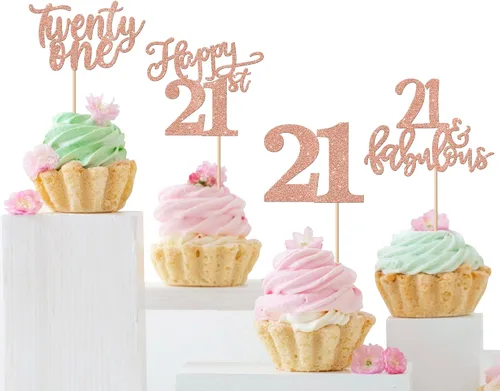 Vista 12 de Rsstarxi Paquete de 24 adornos con purpurina para cupcakes de 30 cumpleaños, treinta y 30 fabulosas selecciones de cupcakes, decoraciones para feliz