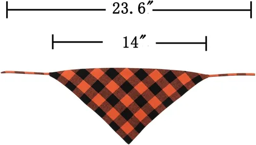 Vista 5 de Bandana de otoño para perro, otoño, Acción de Gracias, Halloween, a cuadros, reversible, triangular, bufanda
