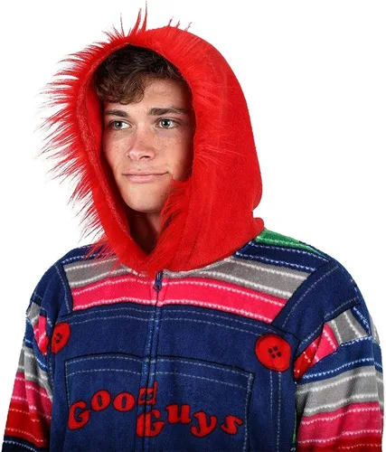 Vista 4 de Bioworld Chucky - Traje de unión de Halloween Kigurumi con capucha para hombre