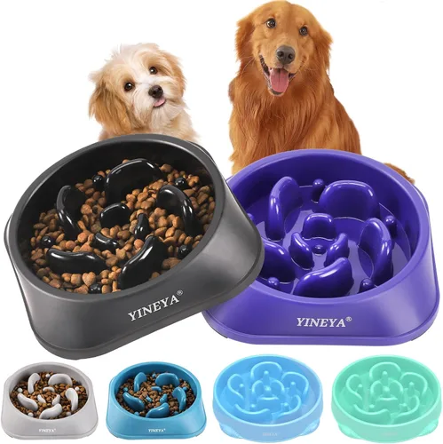 Vista 18 de YINEYA 2 cuencos de alimentación lenta antiasfixia para perros de tamaño pequeño, cuenco de alimentación lenta para gatos, suministros