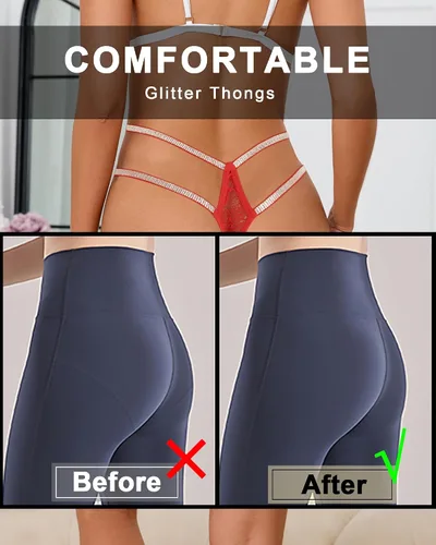 Vista 89 de Ropa interior con purpurina transpirable con encaje sexy para mujer