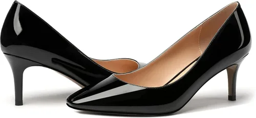 Vista 6 de MERRORI Zapatos de tacón medio con punta cuadrada y charol para mujer, de 2.5 pulgadas