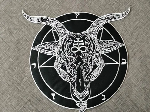 Vista 2 de Pentagram - Parche bordado en la parte trasera grande para chaleco, planchado, para coser