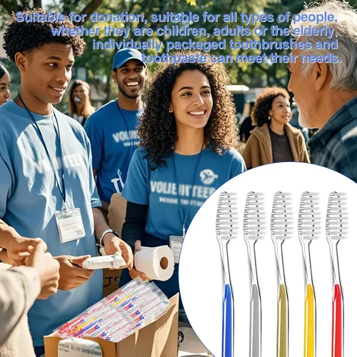 Vista 3 de 20 unidades de cepillos de dientes desechables con pasta de dientes (5 colores)
